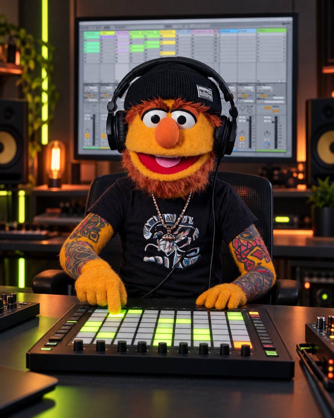 Don Fader en el estudio produciendo y grabando instrumentos con Ableton Live