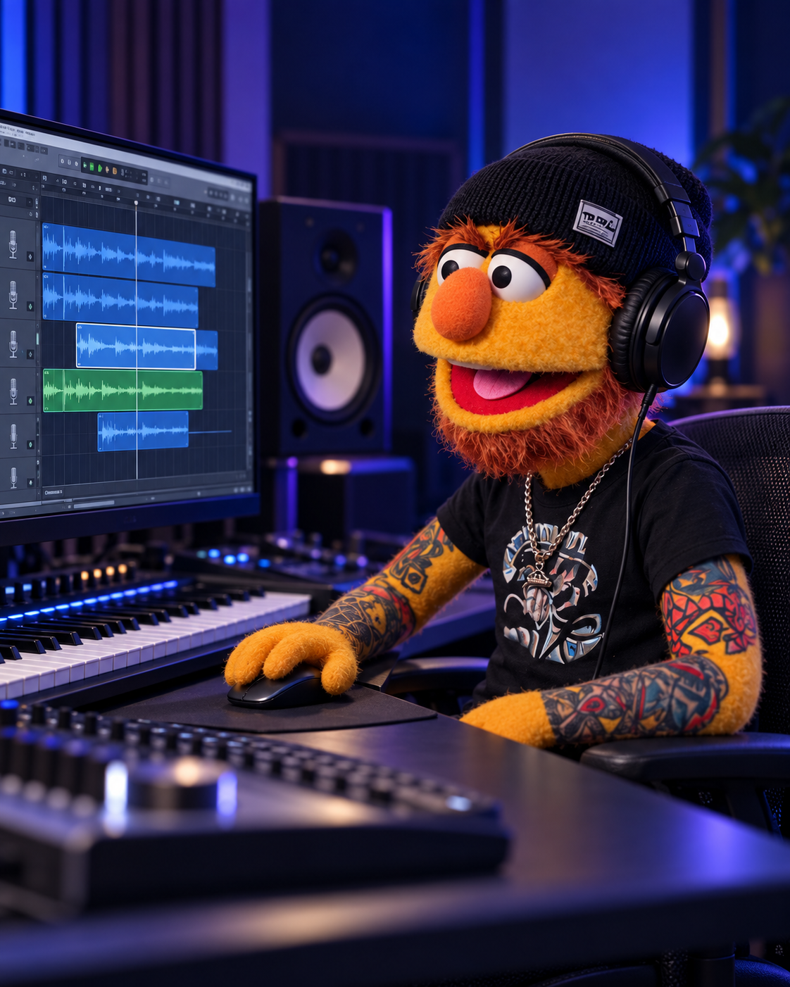 Don Fader en el estudio operando interfaces y grabando instrumentos con Logic Pro