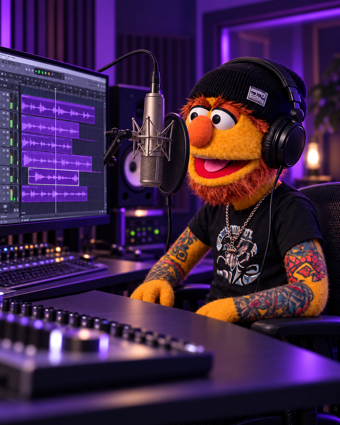 Don Fader en el estudio operando interfaces y editando tomas con Pro Tools