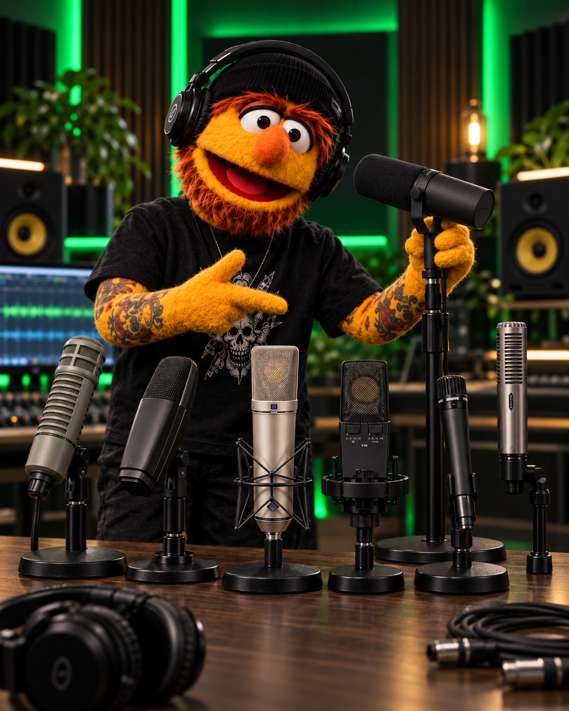 Don Fader mostrando los diferentes tipos de micrófonos para home studio